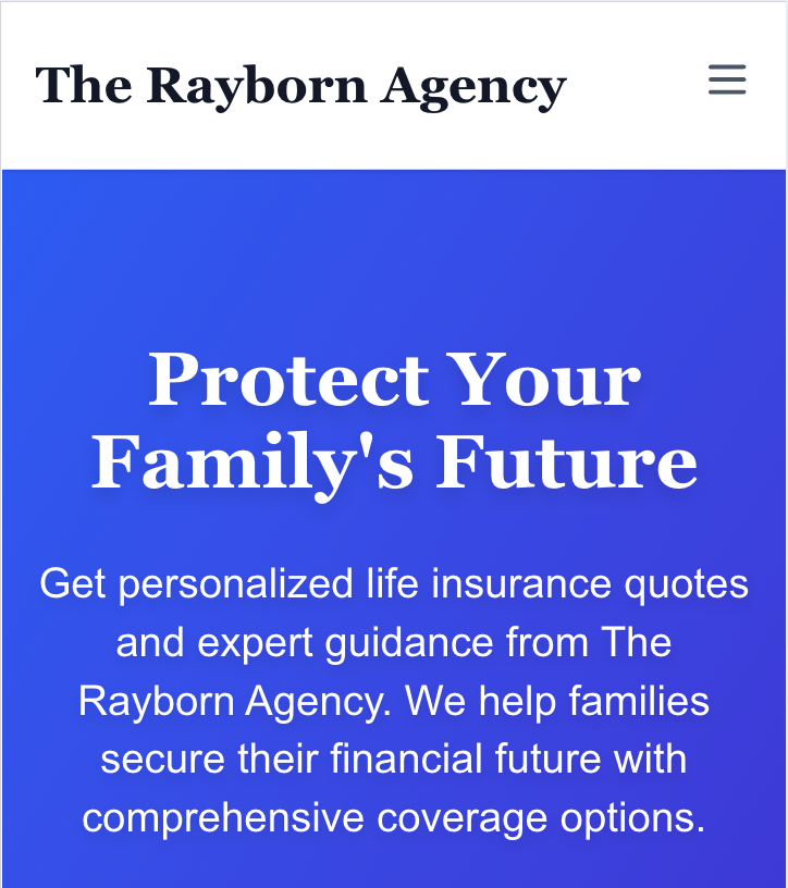 Screenshot of Portfolio site https://rayborninsuranceagency.com